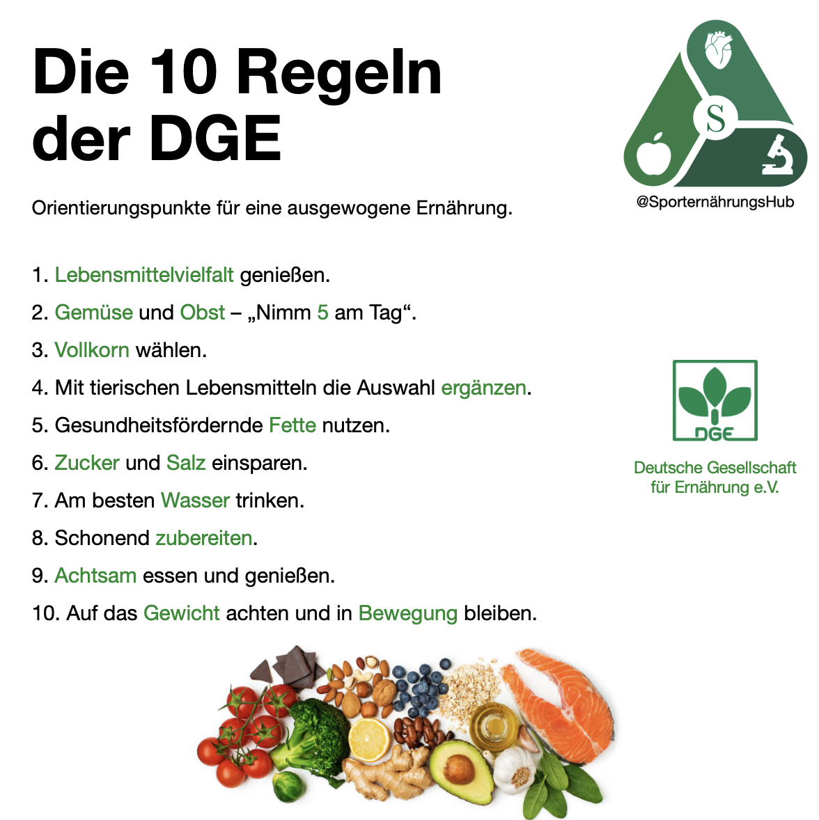 Die 10 Regeln der DGE: Orientierungspunkte für eine ausgewogene Ernährung
